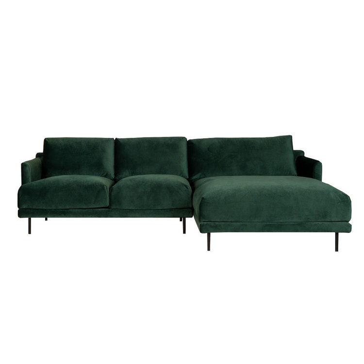 Canapé d'angle droit en velours Denver vert