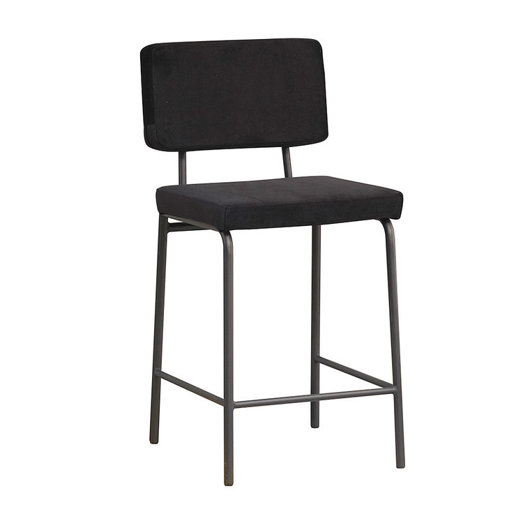 Tabouret de bar en velours Espen noir 64-77 cm