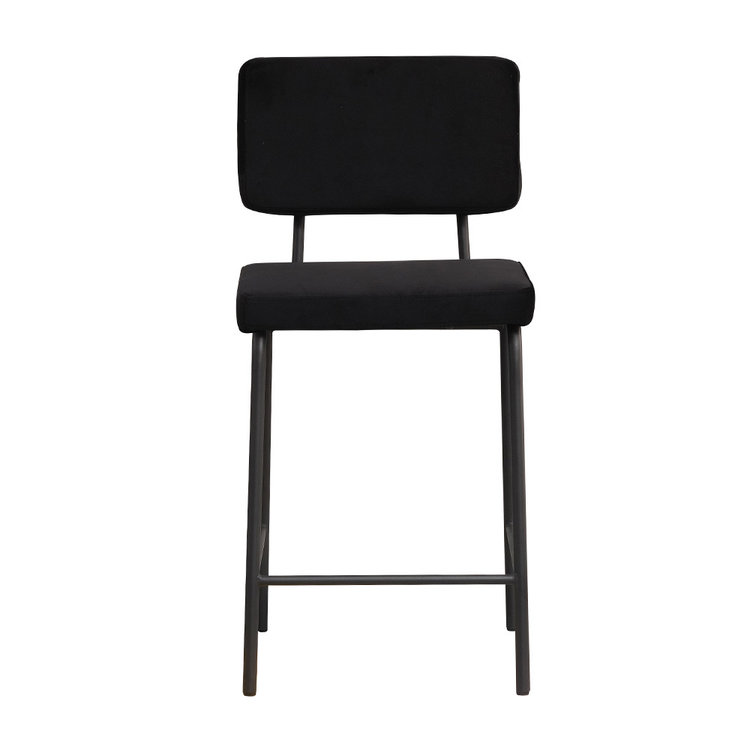 Tabouret de bar en velours Espen noir 64-77 cm