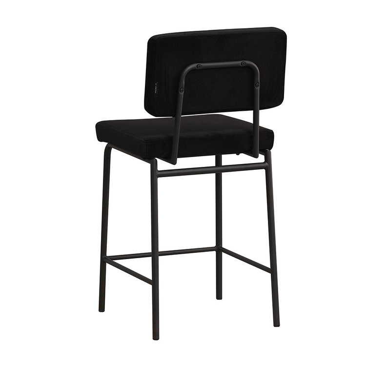 Tabouret de bar en velours Espen noir 64-77 cm