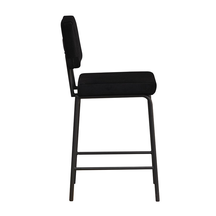 Tabouret de bar en velours Espen noir 64-77 cm