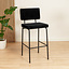 Tabouret de bar en velours Espen noir 64-77 cm