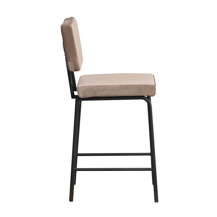 Tabouret de bar en velours Espen taupe 64-77 cm