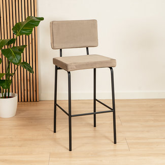 Tabouret de bar en velours Espen taupe 64-77 cm