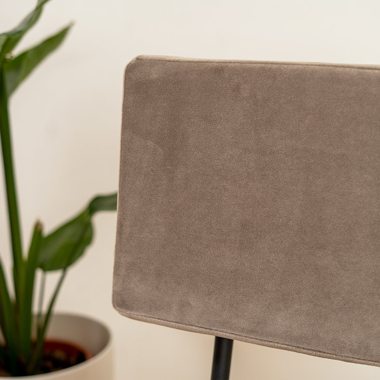 Tabouret de bar en velours Espen taupe 64-77 cm