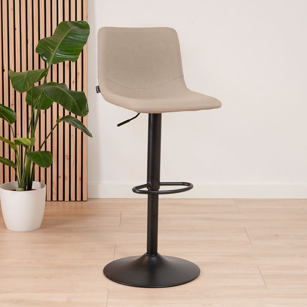 Tabouret de bar scandinave Eva pivotant en tissu recyclé taupe 60-76 cm