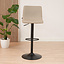 Tabouret de bar scandinave Eva pivotant en tissu recyclé taupe 60-76 cm