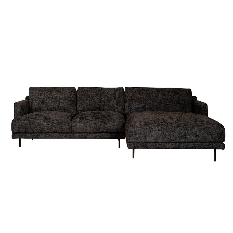 Canapé d'angle droit Denver tissu chenille noir