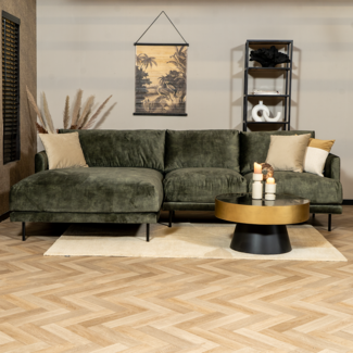 Canapé d'angle en velours Denver vert gauche