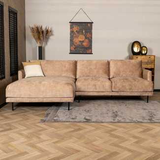 Canapé d'angle en velours Denver taupe gauche