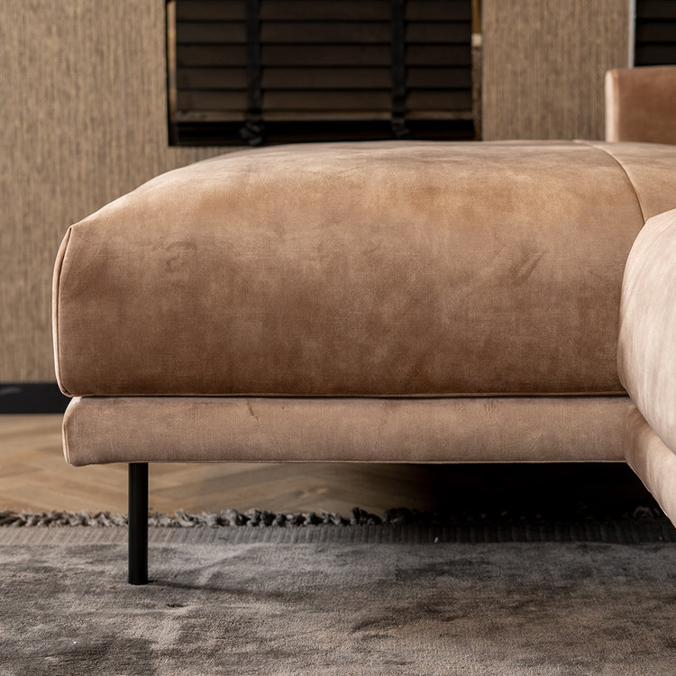 Canapé d'angle en velours Denver taupe gauche