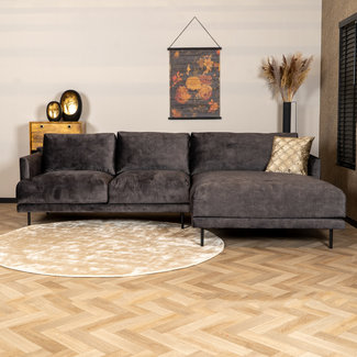 Canapé d'angle en velours Denver anthracite droit