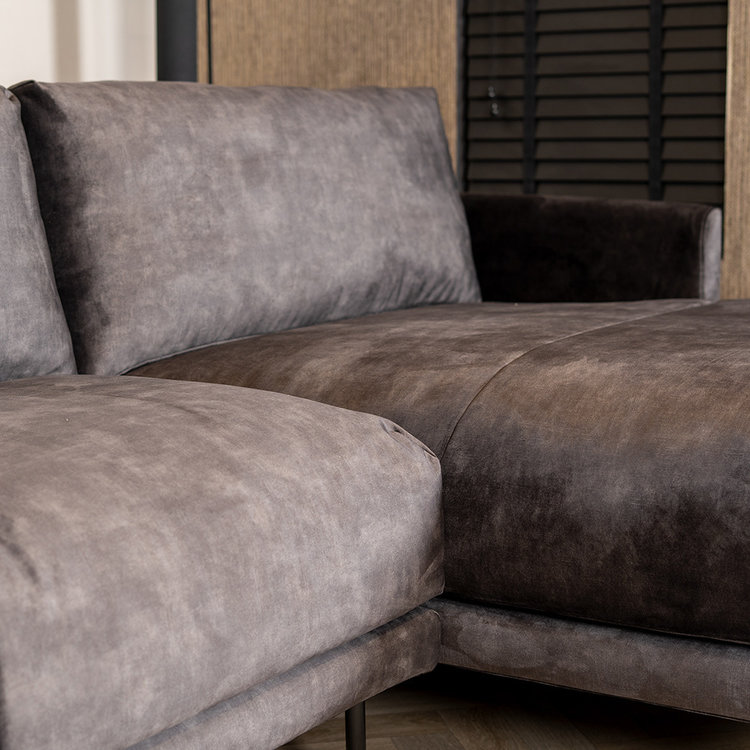 Canapé d'angle en velours Denver anthracite droit