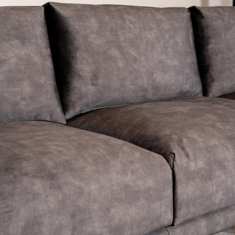 Canapé d'angle en velours Denver anthracite droit