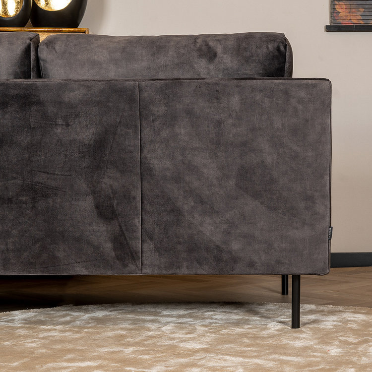 Canapé d'angle en velours Denver anthracite droit