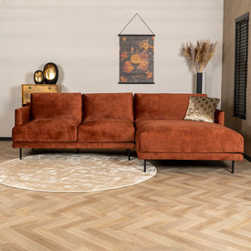 Canapé d'angle en velours Denver cuivre droit