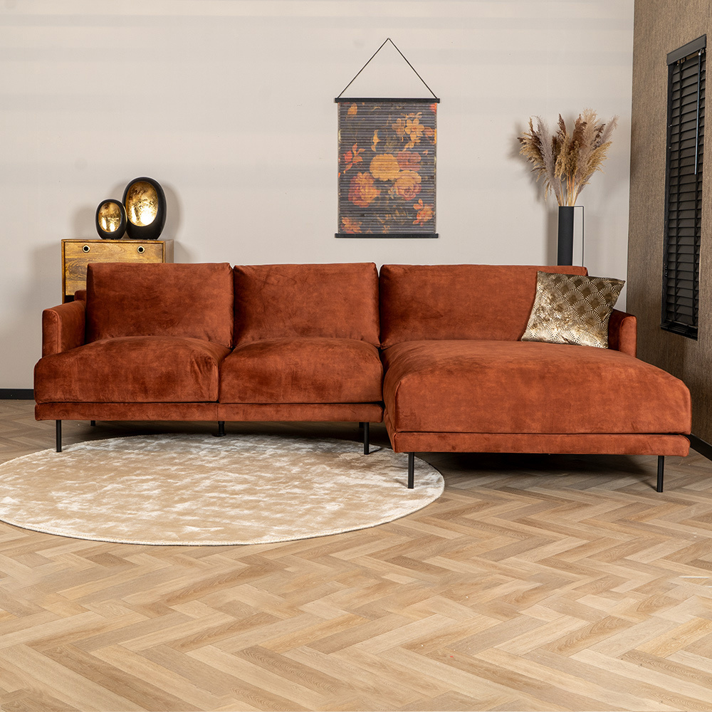 Canapé d'angle en velours Denver cuivre droit