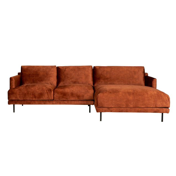 Canapé d'angle en velours Denver cuivre droit