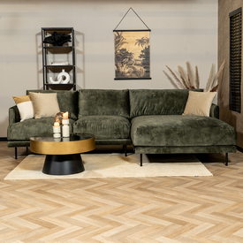 Canapé d'angle en velours Denver vert droit