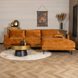 Canapé d'angle en velours Denver jaune droit