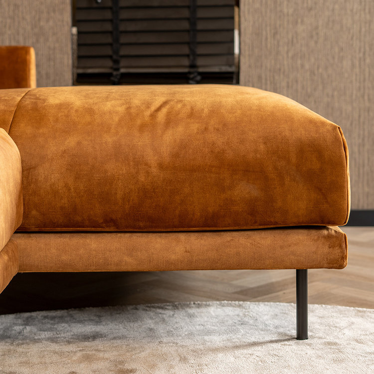 Canapé d'angle en velours Denver jaune droit