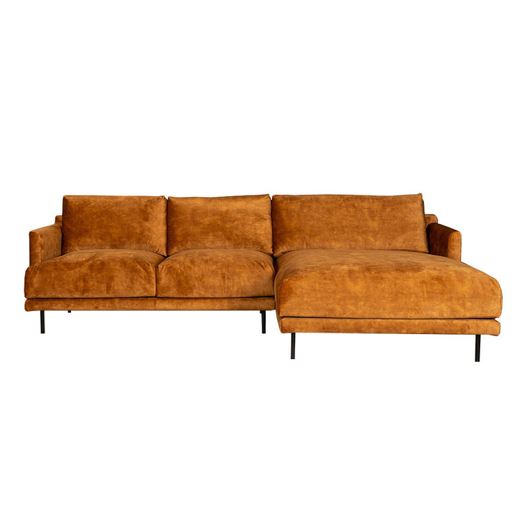 Canapé d'angle en velours Denver jaune droit