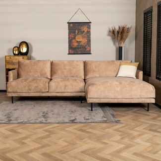 Canapé d'angle en velours Denver taupe droit