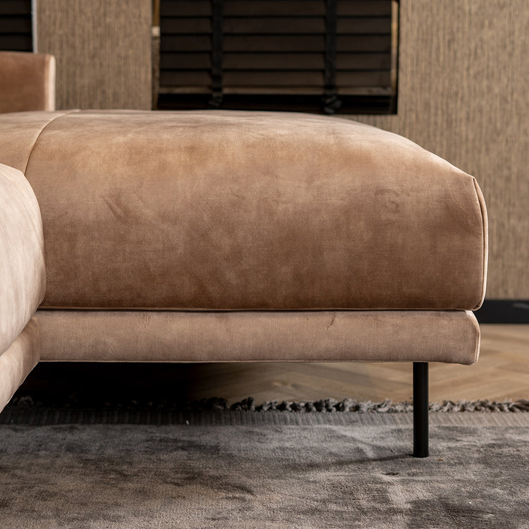 Canapé d'angle en velours Denver taupe droit