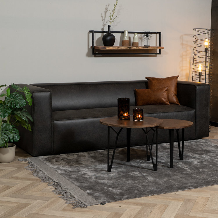 Canapé industriel 3 places Memphis éco-cuir anthracite