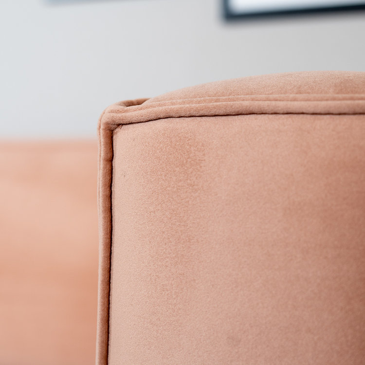 Canapé en velours 3 places Memphis rose
