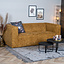 Canapé 2,5 places Memphis en tissu chenille jaune / cognac