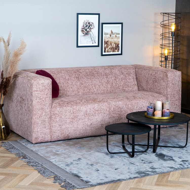 Canapé 2,5 places Memphis en tissu chenille rose