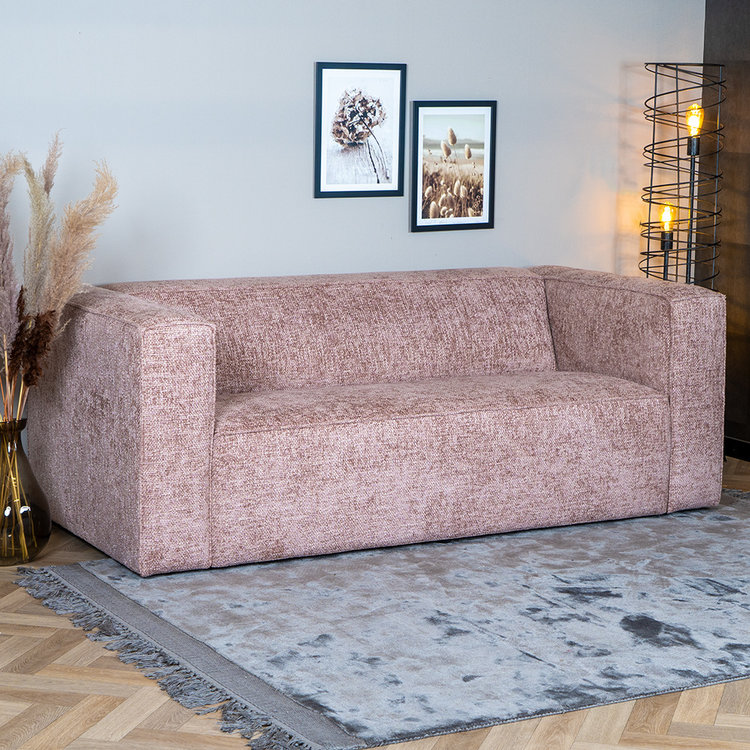 Canapé 2,5 places Memphis en tissu chenille rose