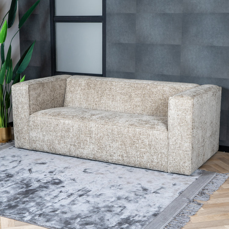 Canapé 2,5 places Memphis en tissu chenille taupe