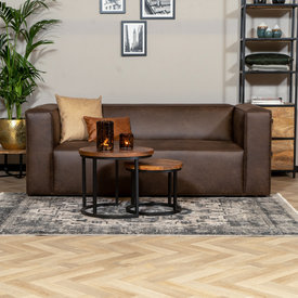 Canapé industriel 2,5 places Memphis éco-cuir brun