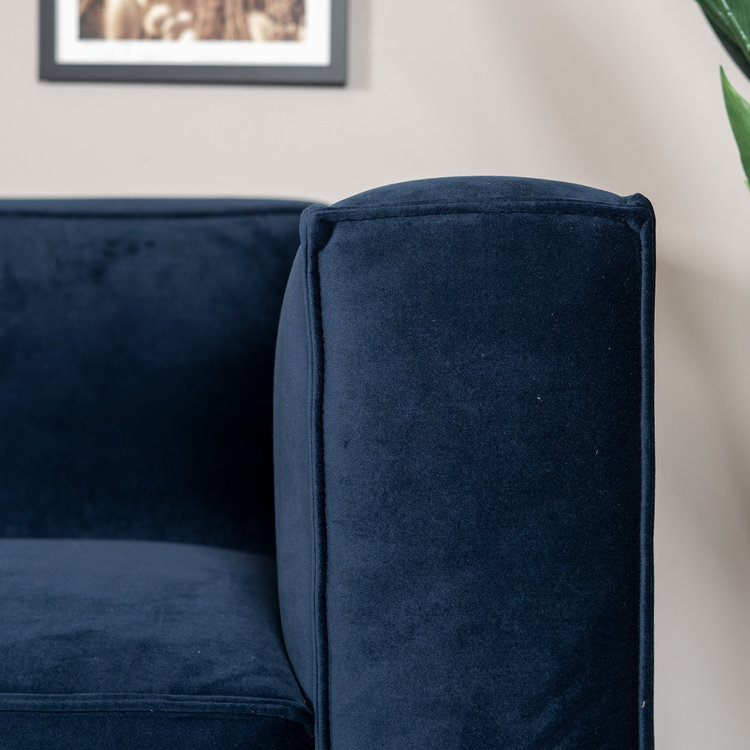 Canapé en velours 2,5 places Memphis bleu marine