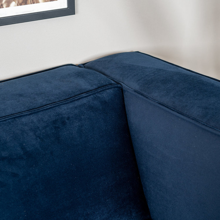 Canapé en velours 2,5 places Memphis bleu marine