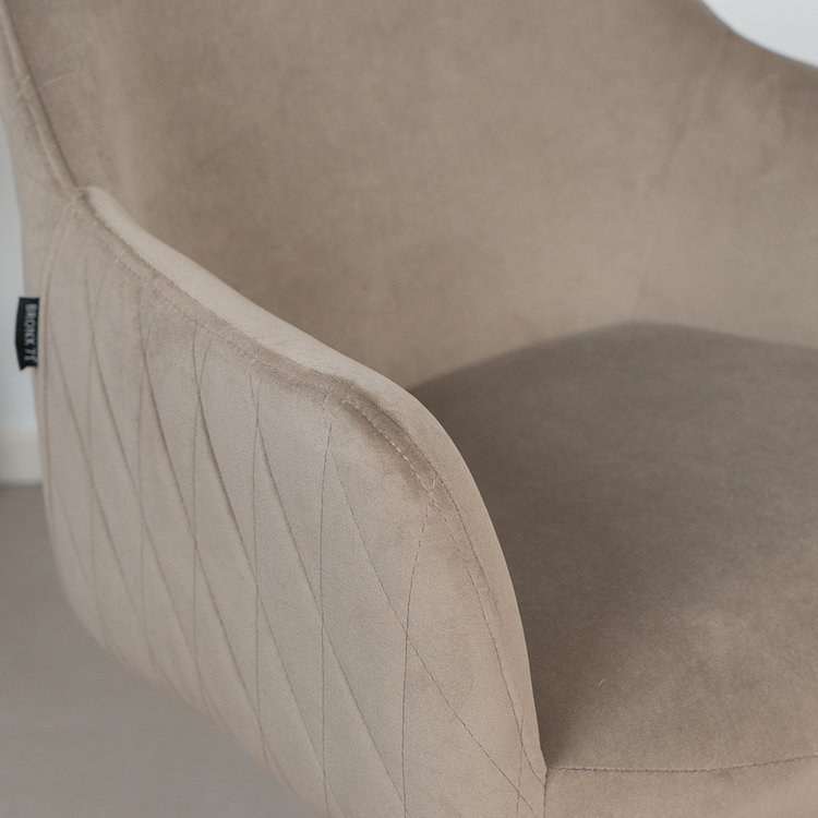 Chaise de salle à manger velours Furtado taupe pivotant