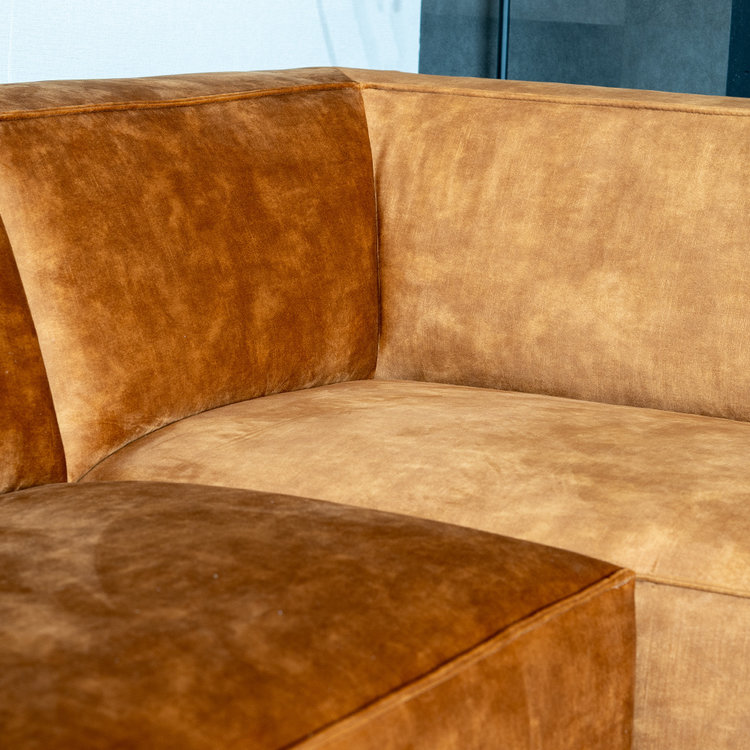 Canapé d'angle en velours Memphis cognac droit