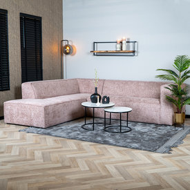 Canapé d'angle Memphis tissu chenille rose gauche