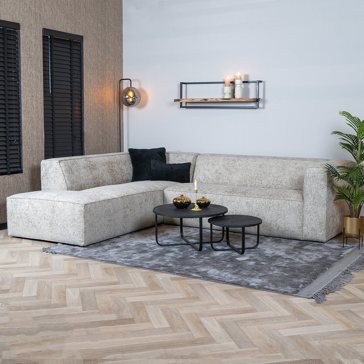 Canapé d'angle Memphis tissu chenille taupe gauche