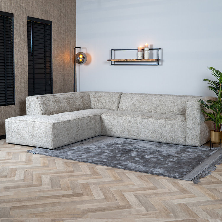 Canapé d'angle Memphis tissu chenille taupe gauche