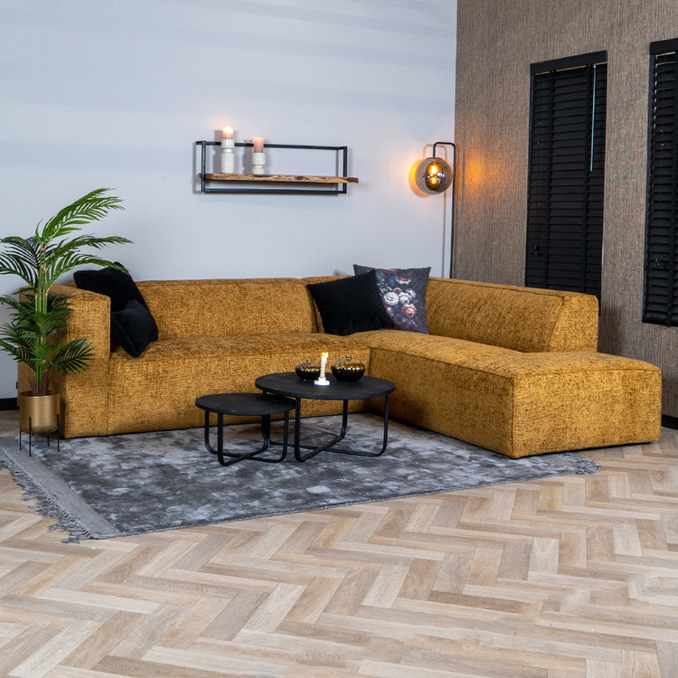 Canapé d'angle Memphis tissu chenille cognac droit