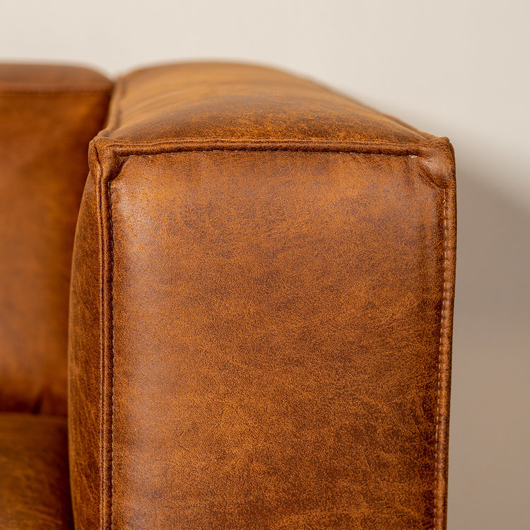 Canapé d'angle industriel Memphis éco-cuir cognac gauche