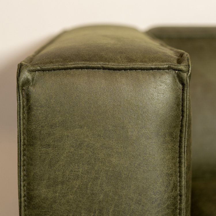 Canapé d'angle industriel Memphis éco-cuir vert droit