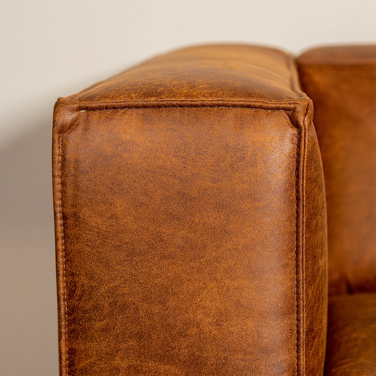 Canapé d'angle industriel Memphis éco-cuir cognac droit