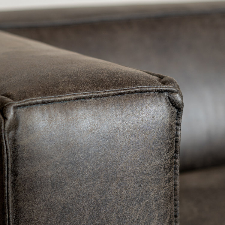 Canapé d'angle industriel Memphis éco-cuir gris droit