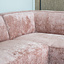 Canapé d'angle Memphis rose tissu chenille droit