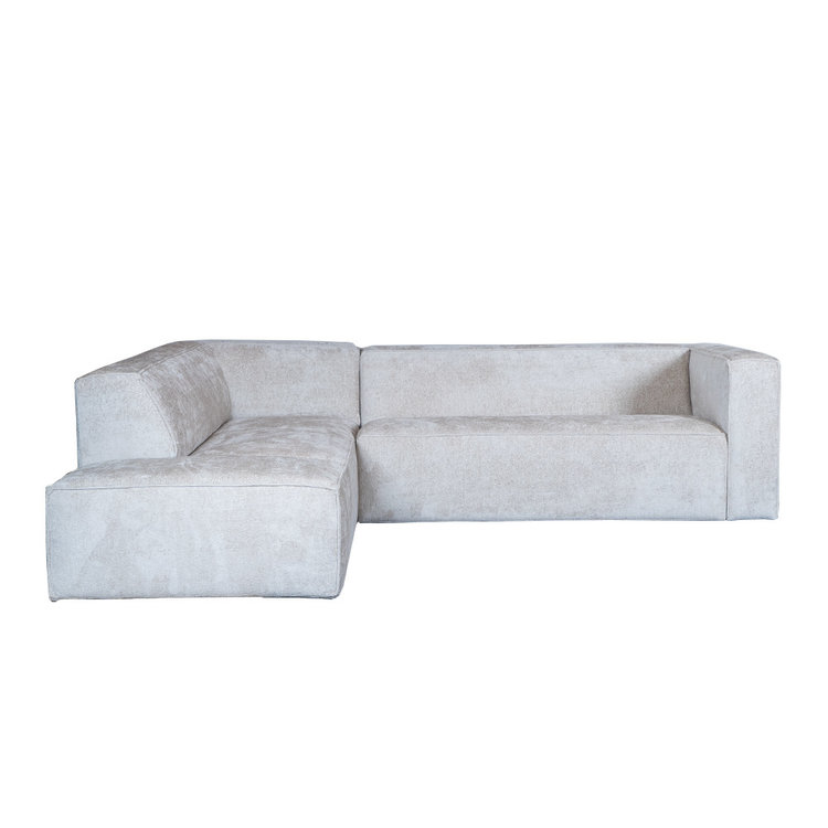 Canapé d'angle Memphis blanc tissu chenille gauche