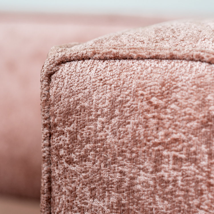 Canapé d'angle Memphis rose tissu chenille gauche